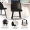 Merrick Lane Teague Set of 2 Modern Armless Barstools with Contoured Backs, Steel Frames, and Integrated Footrests